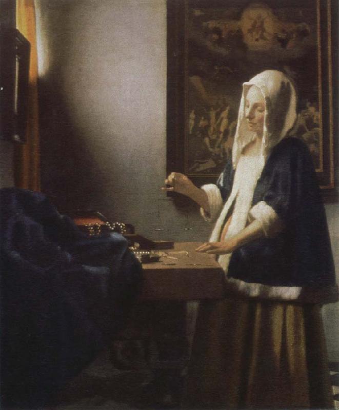 Jan Vermeer woman holding a balance France oil painting art